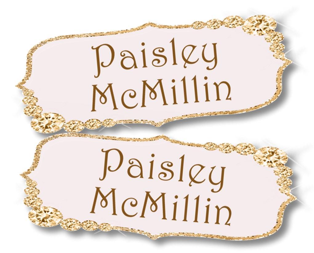 Girls Pink & Gold Jewel Back To School Supply Name Labels