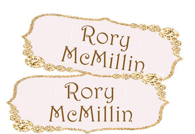 Girls Pink & Gold Jewel Back To School Supply Name Labels