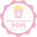 Girls Pink Popcorn Baby Shower Stickers