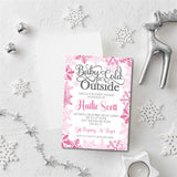 Girls Pink Winter Snowflake Baby Shower Invitations