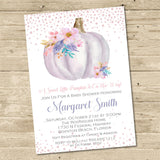 Girls Pumpkin Fall Baby Shower Invitations