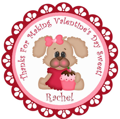 Girls Puppy Dog Valentine's Day Stickers