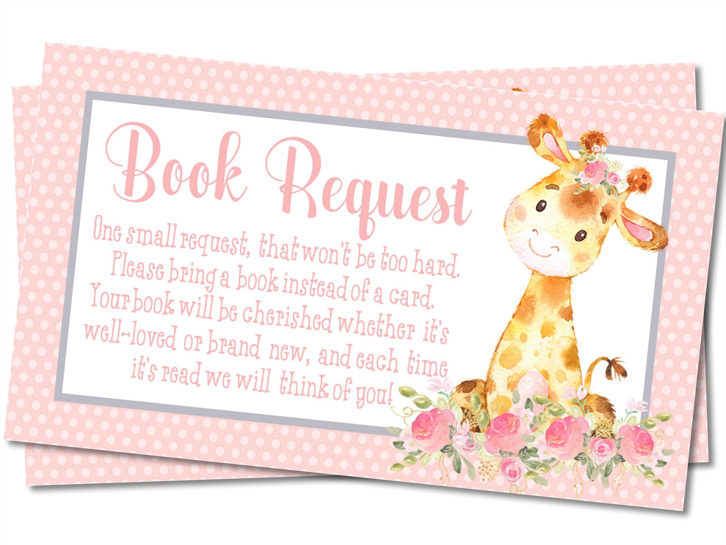 Girls Safari Giraffe Book Request Cards