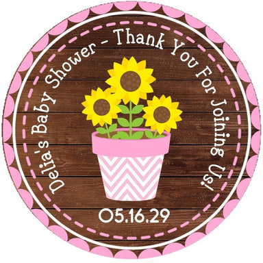 Girls Sunflower Baby Shower Stickers