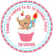 Girls Teddy Bear 1st Birthday Party Stickers