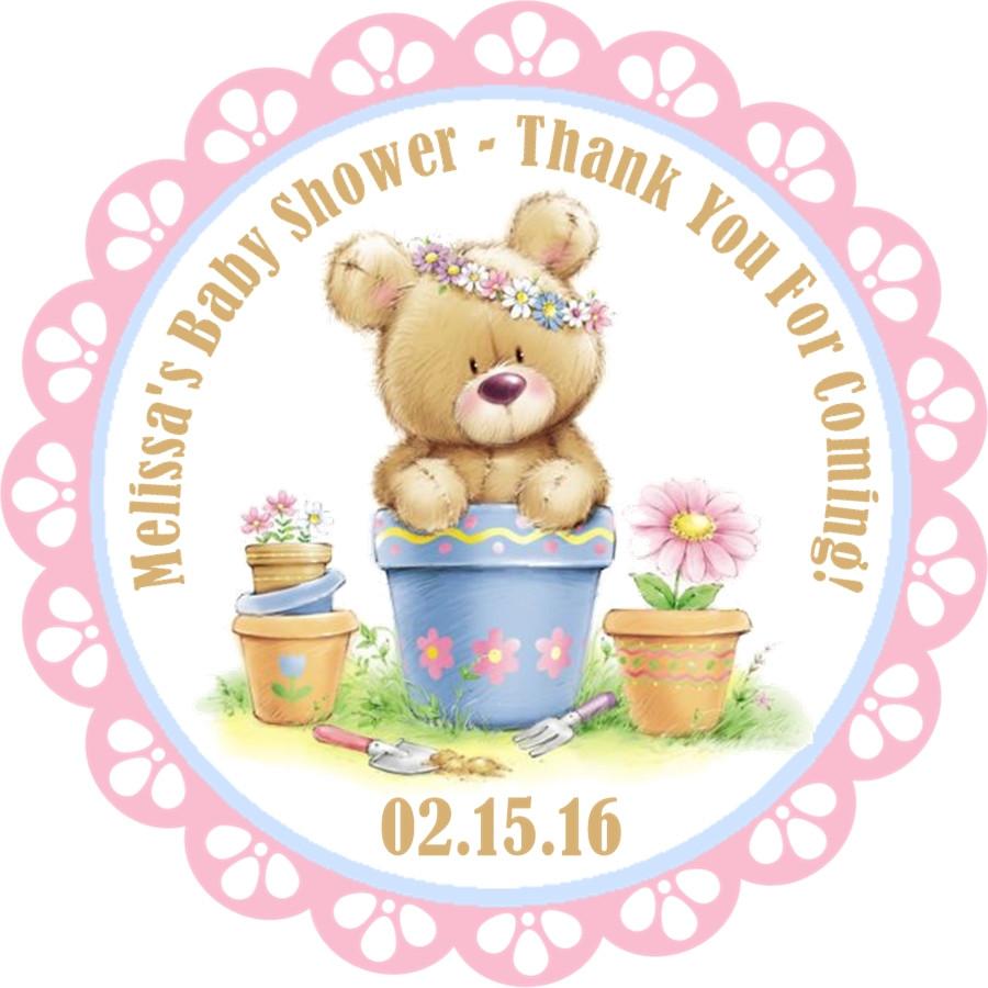Girls Teddy Bear Baby Shower Stickers