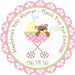 Girls Teddy Bear Carriage Baby Shower Stickers