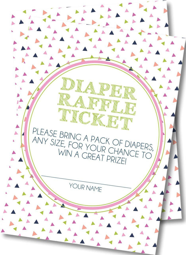 Girls Triangle Diaper Raffle Tickets