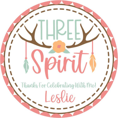 Girls Tribal 3rd Birthday Party Stickers