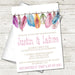Girls Tribal Feather Baby Shower Invitations