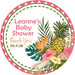 Girls Tropical Baby Shower Stickers Or Favor Tags