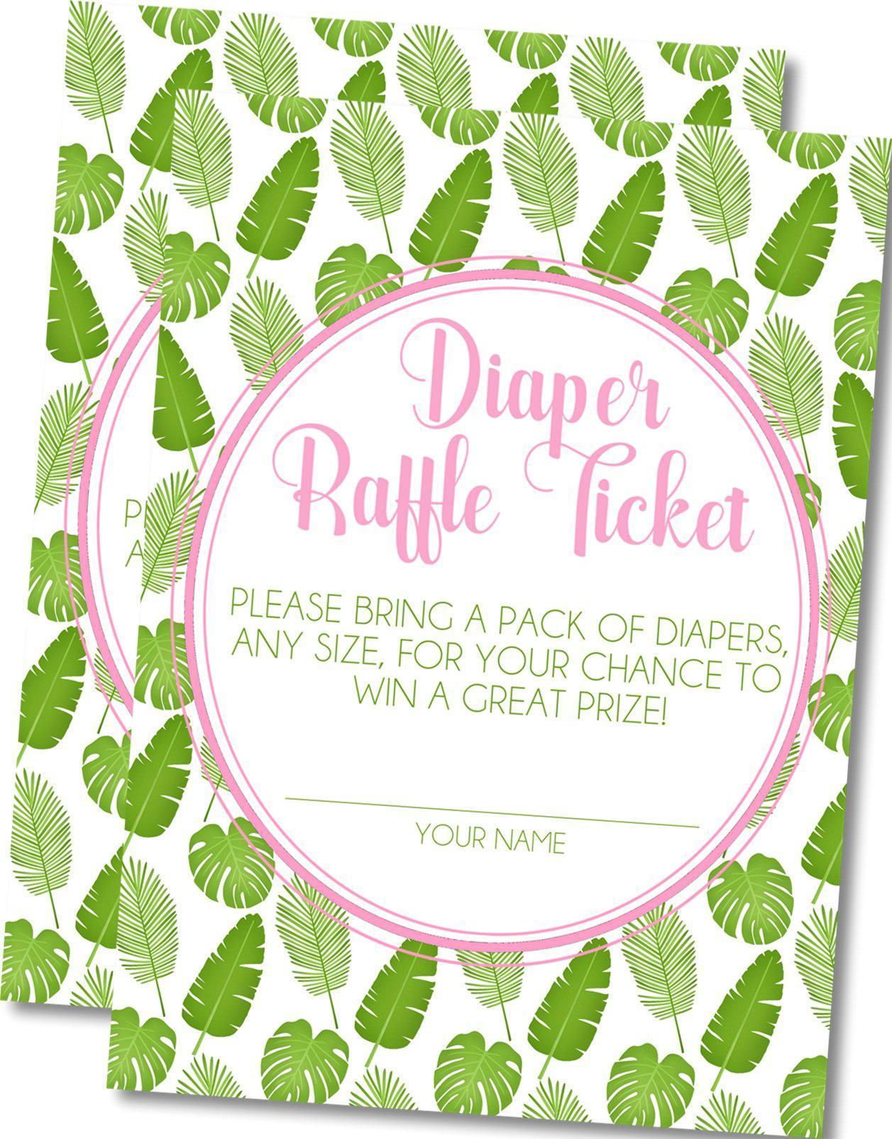 Girls Tropical Leaf Diaper Raffle Tickets — Party Beautifully girls-tropical-leaf-diaper-raffle-tickets-party-beautifully