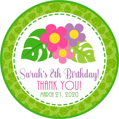 Girls Tropical Luau Birthday Party Stickers Or Favor Tags