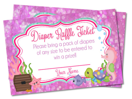 Girls Under The Sea Diaper Raffle Tickets