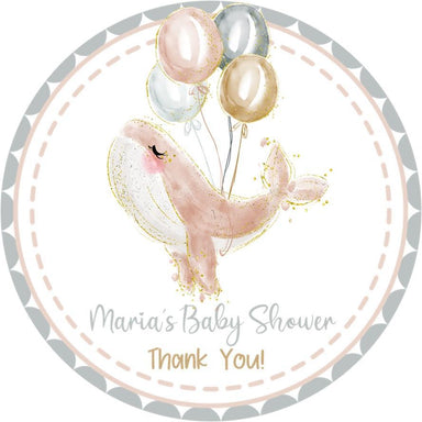 Girls Whale Under The Sea Baby Shower Stickers