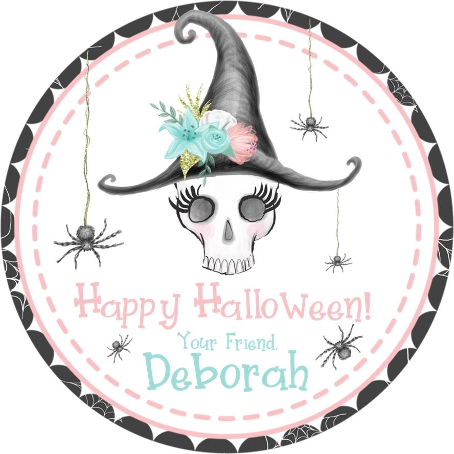Girls Witch Skull Halloween Stickers
