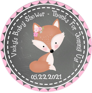 Girls Woodland Fox Baby Shower Stickers