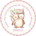 Girls Woodland Owl Birthday Party Stickers