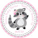 Girls Woodland Raccoon Baby Shower Stickers