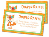 Girls Woodlands Fox Diaper Raffle Tickets