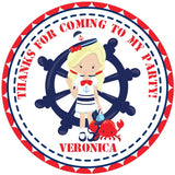 Girls Nautical Birthday Party Stickers