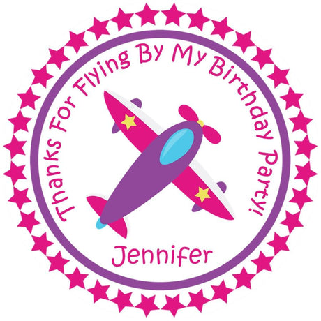 Girls aviation party favor label