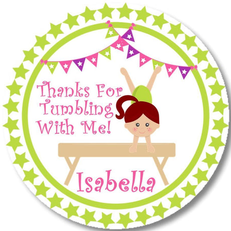 Girls gymnastics handstand sticker with lime green border