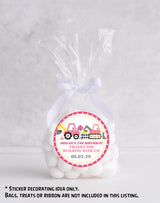 Girls personalized construction party favor stickers