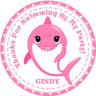 Girls pink baby shark birthday sticker cute shark design