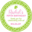 Girls pink tropical leaf birthday sticker with personalized name