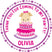 Girls puppy birthday sticker with tan puppy and pink cake