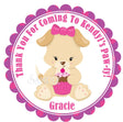 Girls puppy themed cupcake sticker design