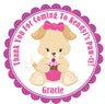 Girls puppy themed cupcake sticker design