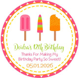 Girls summer popsicle party favor label