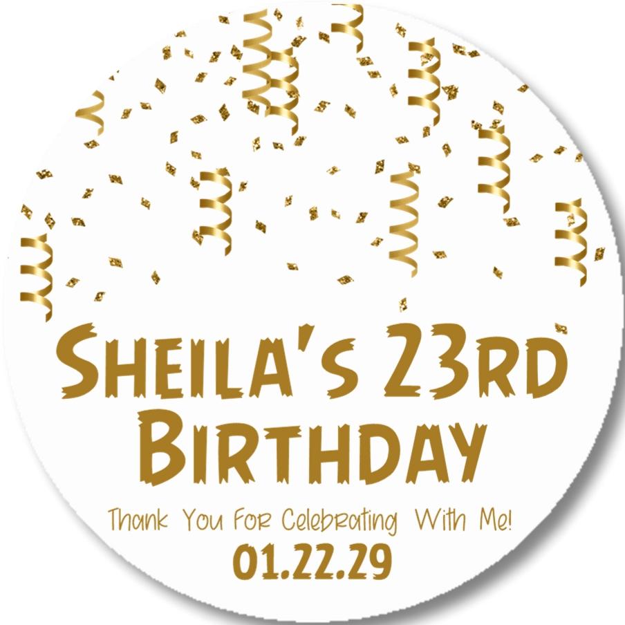Gold confetti birthday sticker design