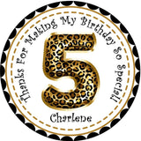 Gold leopard print birthday sticker