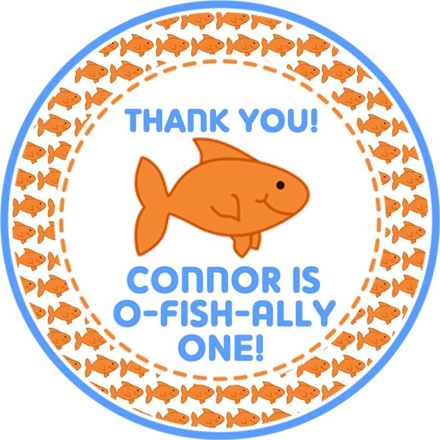 Goldfish 1st Birthday Party Stickers Or Favor Tags