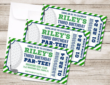 Golf Birthday Party Ticket Invitations