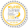 Gray and yellow Twinkle Little Star baby shower stickers.