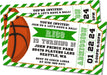 Green And Gold Basketball Birthday Party Ticket Invitations