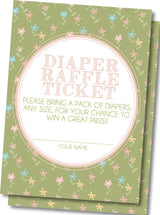 Green Floral Diaper Raffle Tickets