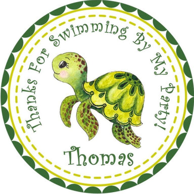 Green Sea Turtle Under The Sea Birthday Party Stickers