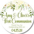 Green and ivory floral First Communion sticker