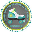 Green and turquoise roller skate birthday sticker with custom name