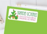 Green cactus personalized address labels