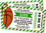 Green gold basketball birthday party invitation