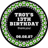 Green soccer ball border favor labels for party treats