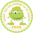 Green three eye monster birthday sticker