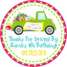 Green truck birthday parade sticker with gifts