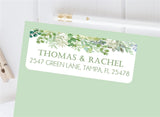 Greenery eucalyptus address labels with watercolor leaf design